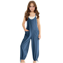 Girls Casual Jumpsuit Spaghetti Strap Sleeveless Loose