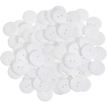 Hvide 2-huls runde knapper 25x3mm 80 stk