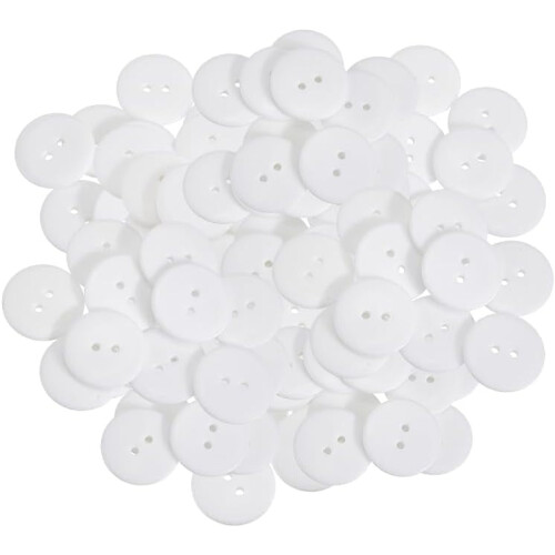 Hvide 2-huls runde knapper 25x3mm 80 stk