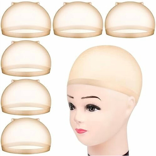 Perukmössa för kvinnor, tunn, stretchig nylon, 6-pack