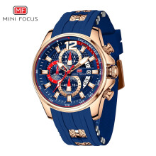 Herenhorloge met quartz chronograaf en siliconen band.