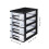 Plastic Storage Cabinet with Drawers 4-Layer Black and 3