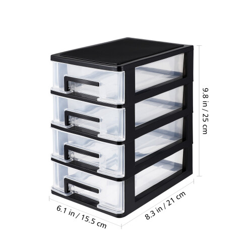 Plastic Storage Cabinet with Drawers 4-Layer Black and 2