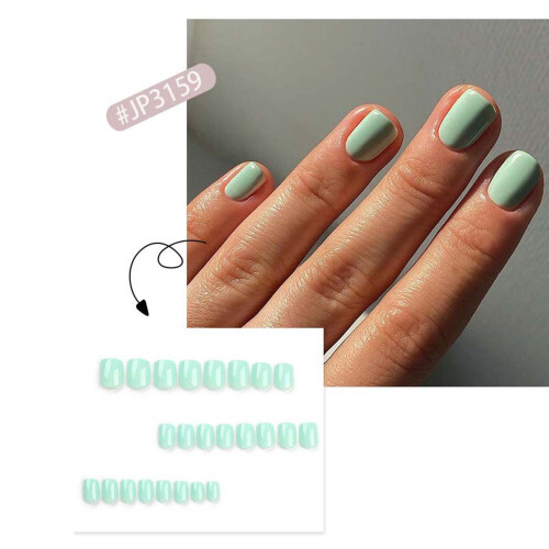 Ycandiee Short Square Press-On Nails Glossy 2
