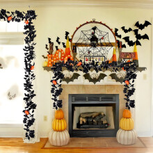 Halloween black leaf garland for indoor outdoor decoration