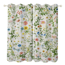 Floral Watercolor Blackout Curtains Grommet Thermal 2 Panel