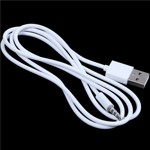 3pcs 3.5mm Plug Audio AUX to USB 2.0 Plug Adapter Charging Cable 1M White 2