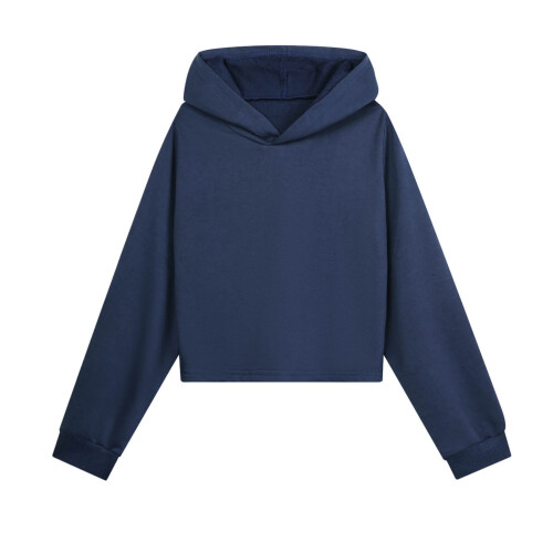 Kids Solid Color Pullover Hoodie Cotton Sweatshirt Navy