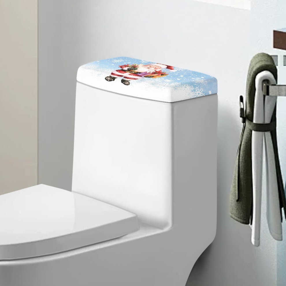 Santa And Snowflake Toilet Tank Dust Covers 2-Piece Elastic 9336866150087