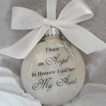 Memorial Ornament Glass Ball with Angel Charm and White