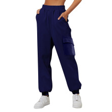High-Waisted Fleece Jogging Pants for Women Navy Plus Size