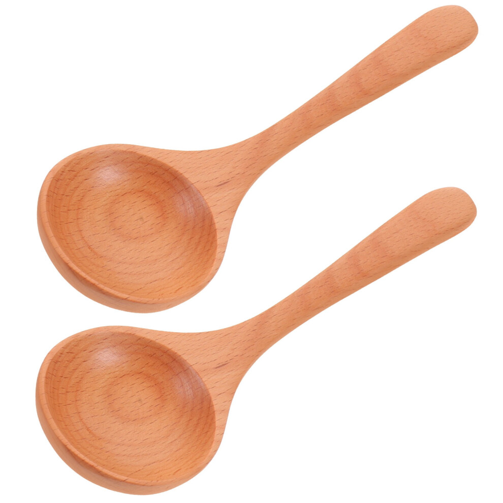 Ramen Soup Spoon Light Brown Wood Set of 2 7.9x2.8in