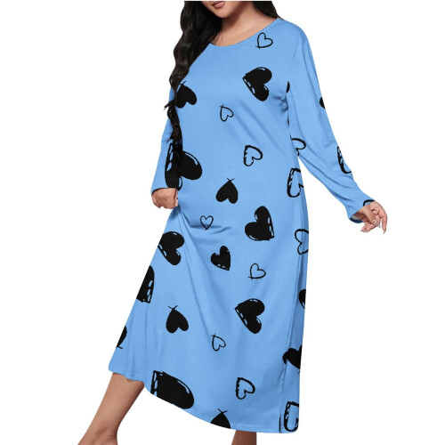 Women's Casual Long Robe Pajamas Light Blue 3X