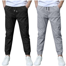 Boys Linen Pants Dark Gray 2 Pack 9-10 Years