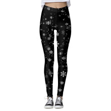 Women's Christmas Snowflake Leggings Mid-Rise High-Stretch