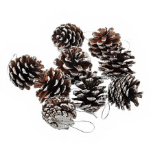 Silver Pinecone Ornaments Set 9 Pieces