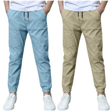 Boys Linen Pants Casual Lightweight Trousers 2 Pack