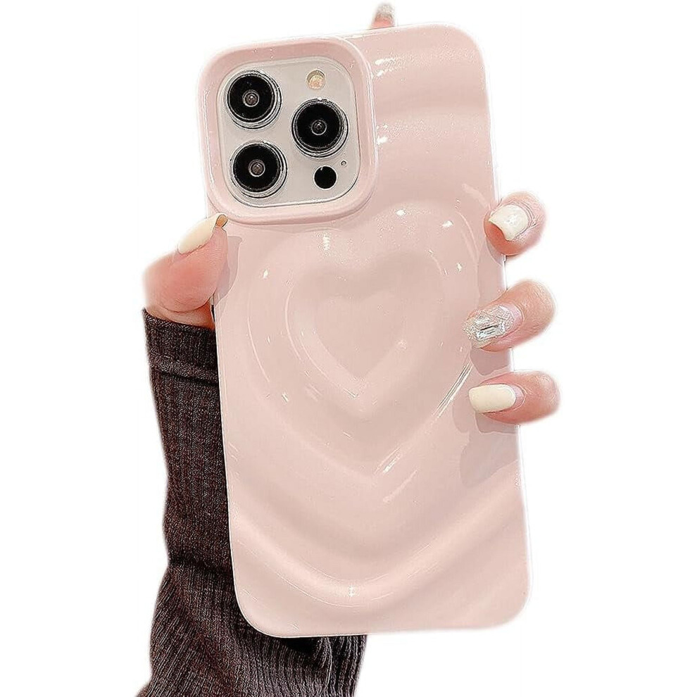 Iphone 15 Pro Max Water Ripple Love Heart Case Pink 9122141598961