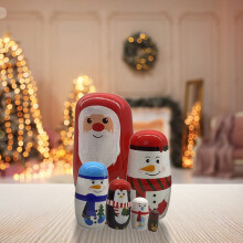 Christmas Nesting Dolls Handmade Wooden Santa 5-Piece