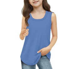 Girls Summer Tank Top Crew Neck Sleeveless Solid 3-13 Years