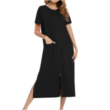 Women's Winter Warm Robe with Pockets Black S