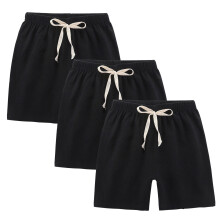 Kids Cotton Linen Shorts 3-Pack Drawstring Black 9-10 Years