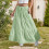 Mädchen Boho Maxirock, hochtailliert, gestuft, fließend, grün, Größe 2