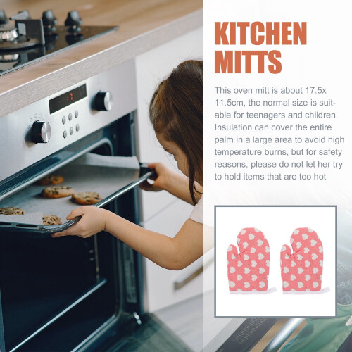 Gants de cuisine roses en coton, protection de cuisson, 2 pièces 1