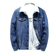 Seaicéad trucaile denim líneáilte le Sherpa agus pócaí d'fhir