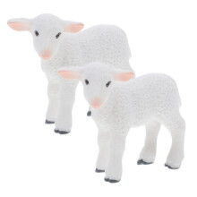 2pcs White Lamb Statues: Ceramic Standing Sheep Figurines for Garden Wedding Party Decor