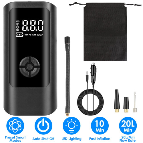 Portable Corded Air Compressor with LED Light for Cars