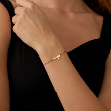 Cross Cuban Twist Bracelet Gold Steel Minimalist
