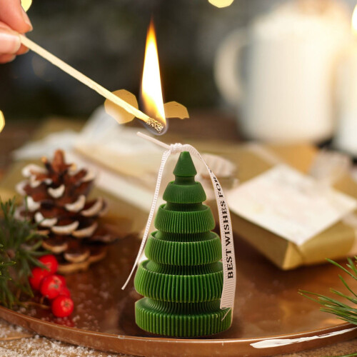 Christmas Scented Soy Wax Candle Tree-Shaped Green 10cm
