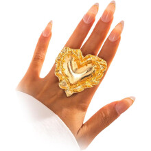Large Heart Ring for Women Gold Puffy Love Statement Ring 1