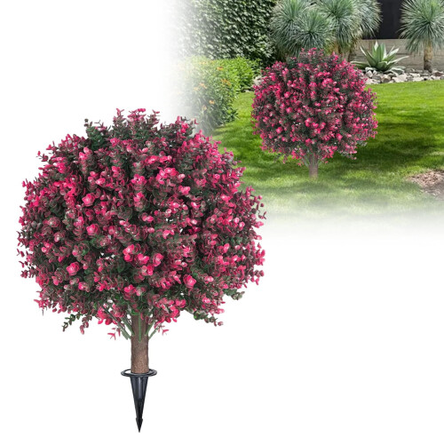 Bola de topiaria artificial de buxo rosa de 22 polegadas (conjunto de 2). 2
