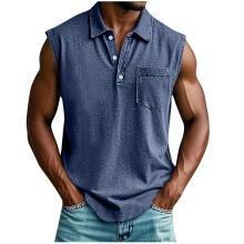 Men's Sleeveless V-Neck Tank Top with Pockets