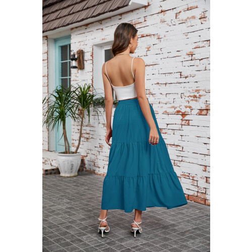 Gonna da donna boho plissettata a trapezio con vita alta e elastico 1