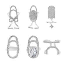 Rhinestone Inlaid Adjustable Geometric Nail Ring for Women