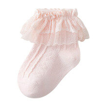 Girls Cotton Ruffle Socks with Lace Trim Pink Size 0-1 Years