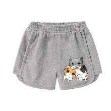 Girls Cartoon Print Athletic Shorts Grey 7-8 Years
