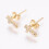 Brass Cross Stud Earrings with Micro Pave Cubic Zirconia 1