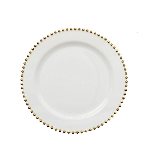 Pratos descartáveis para salada, cor ouro branco, 20 cm (8 polegadas), pacote com 10 unidades. 1