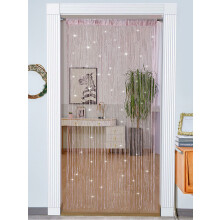 Glitter Fringe Door Curtain Silver Pink 39x79 inch