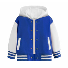 Kids Color Block Hooded Baseball Coat Long Sleeve Fall