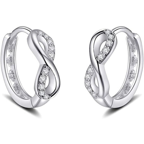 Infinity Small Hoop Earrings 925 Sterling Silver Cubic