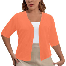 Women's Oversized Solid Cardigan Short Sleeve Open-Front