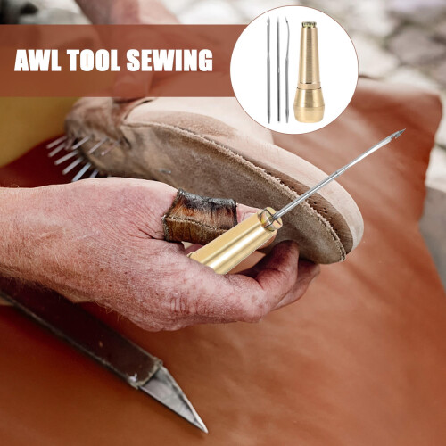 Sewing Awl Kit with Copper Handle and Assorted Needles 2