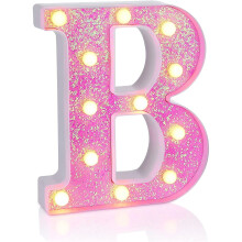 Insegna luminosa a LED rosa con la lettera B