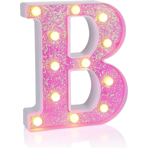 Roze LED-lichtreclame met de letter B