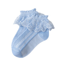 Baby meisjessokjes met ruches, katoenen sokjes, blauw, geschikt voor meisjes van 4-7 jaar.